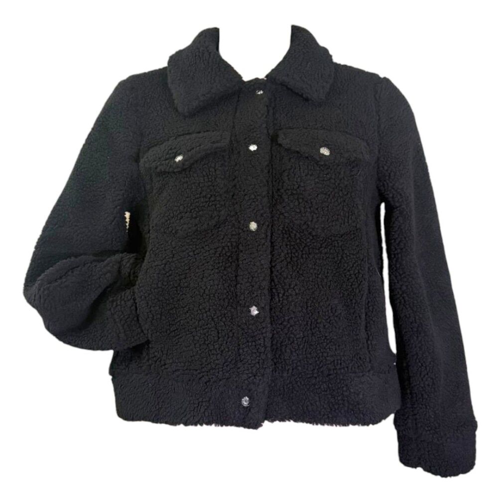VERA MODA Black Cropped Bette Teddi Jacket, NWT! Size LARGE